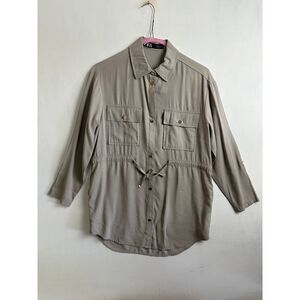 Zara‎ Button Down Shirt Women's Small 3/4 Sleeve